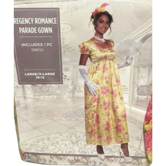 Womens L- XL Regency Romance Parade Gown Bridgerton Floral Halloween Costume - Picture 2 of 6